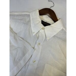 Brooks Brothers Irish Linen White Solid Long Sleeve Button Down Shirt Mens 2XL